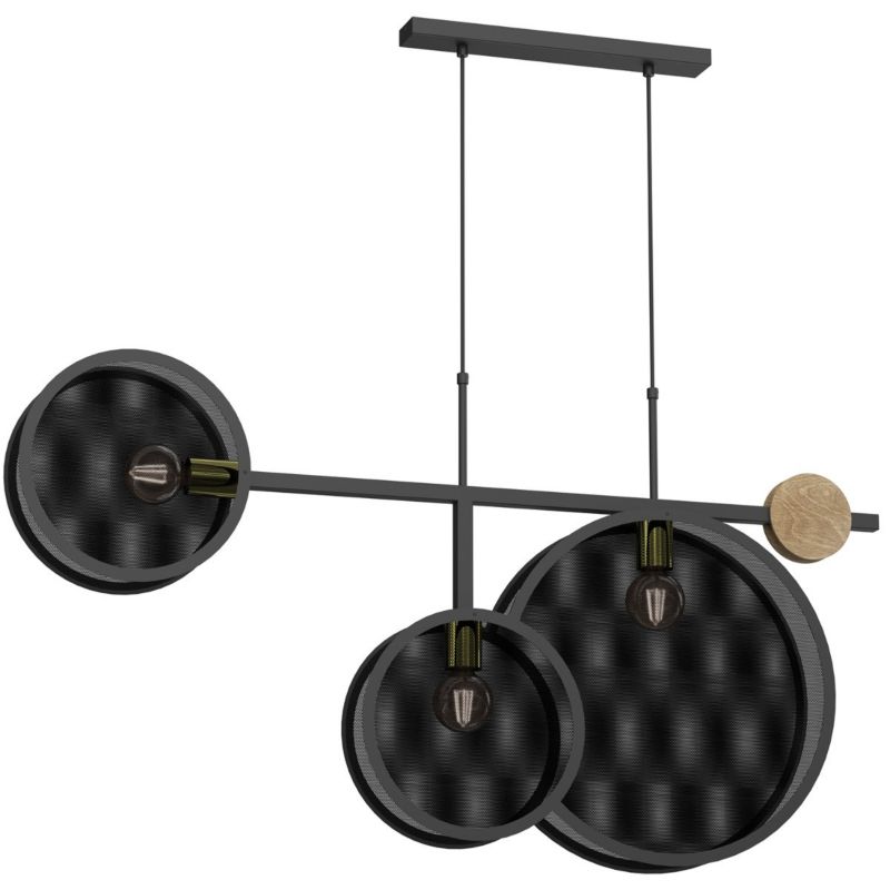 Lampa wisząca Luminex Rumo czarny matowa-jasne drewno wym: 130 x 112 x 9 cm 3xE27 x 15W 1 szt.