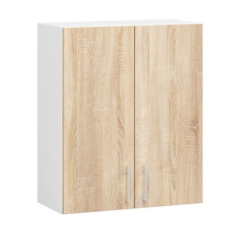 Szafka kuchenna Akord W60 system Lima Biała 60 cm 2 drzwi kolor Dąb Sonoma mat 2 półki 60x30,5x72 cm 1 szt.