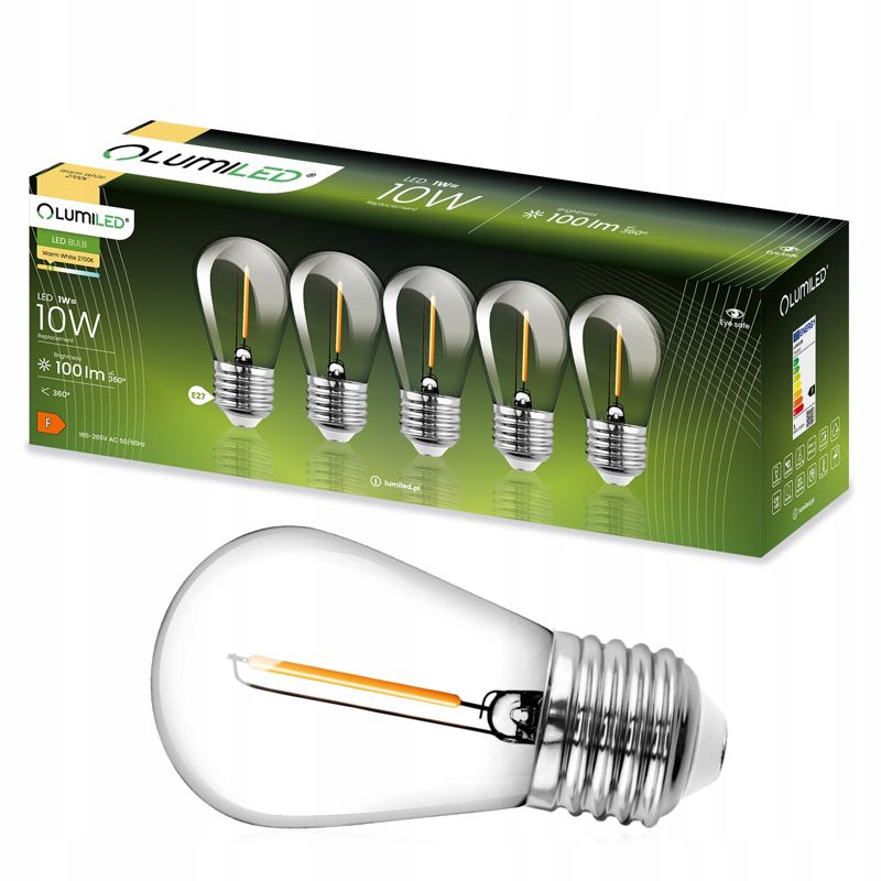 Żarówka LED Lumiled E27 Edison ST14 1W 100lm 2700K 360st Filament 5 szt.