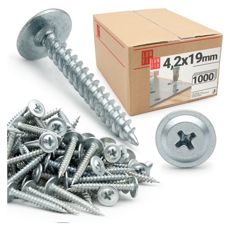 Wkręty do metalu Lun Fix z łbem podkładkowym 4,2x19mm 1000szt.