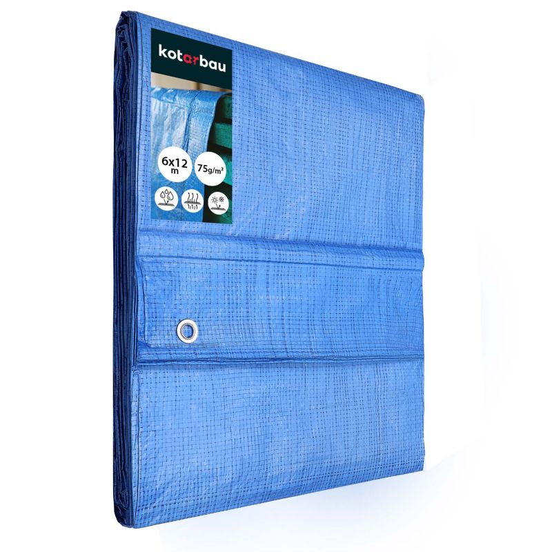 Plandeka ochronna KOTARBAU mocna niebieska 75 g/m2 6x12 m 1 szt.