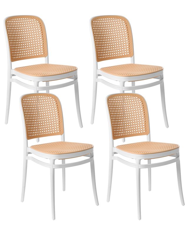 Zestaw 4 krzeseł do jadalni Plose Biały/ beżowy 1 kpl