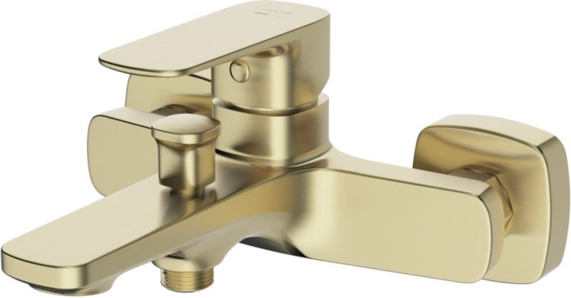 Bateria wannowo-prysznicowa Cersanit Larga ścienna, złoty mat, perlator, 1 szt.