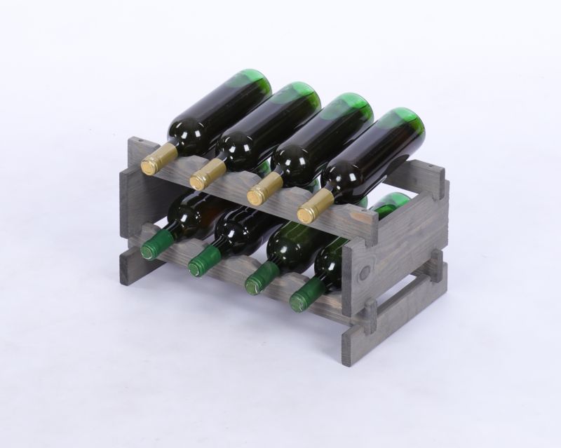 Stojak na wino MODO24 regał modułowy na butelki 2 leżnie x 4 butelki montaż bez narzędzi impregnacja szara 1 szt.