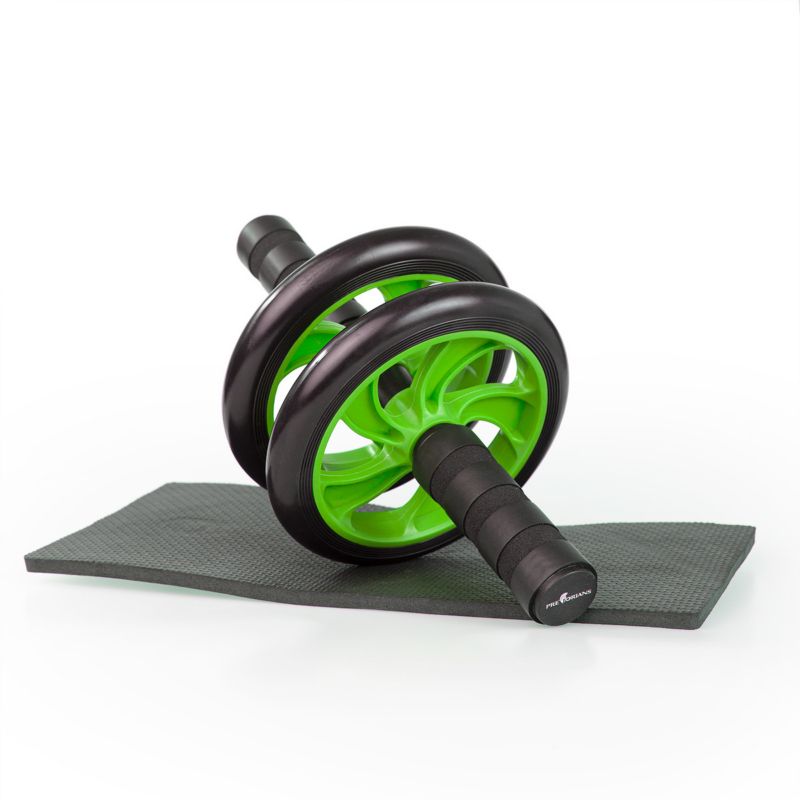 Kółko do treningu mięśni brzucha Pretorians podwójny wałek do ćwiczeń z matą zielone 1 szt.
