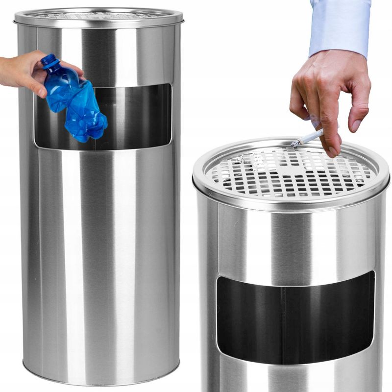 Koszopopielnica Metlex okrągła kosz na śmieci kubeł 20L srebrna 1 szt.