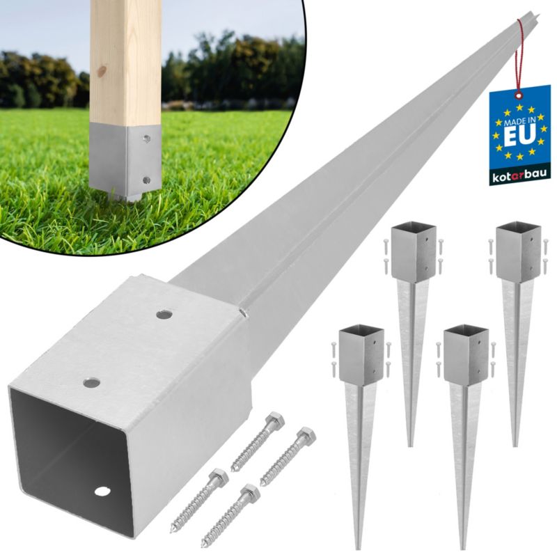 Podstawa słupa KOTARBAU kotwa wbijana do ziemi stalowa 90x90x750 mm 4 szt.