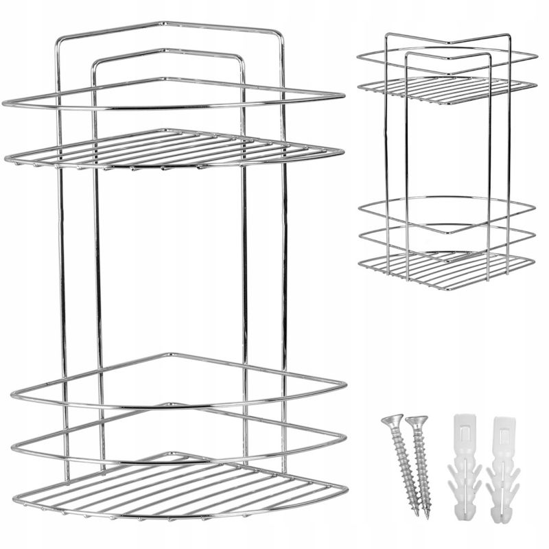 Półka łazienkowa Metlex narożna pod prysznic 2 poziomy srebrna 1 szt.