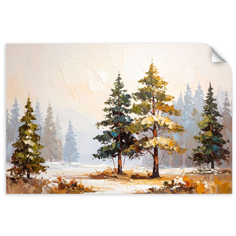 Naklejka na ścianę Feeby Las Drzewa Sosny Pejzaż imitacja farby 90x60cm 1szt