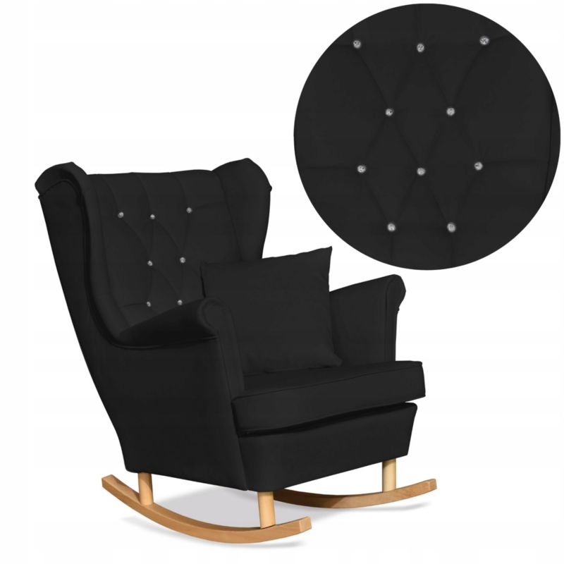 Fotel uszak do salonu bujany eko skóra Family Meble Gaja czarny 1szt