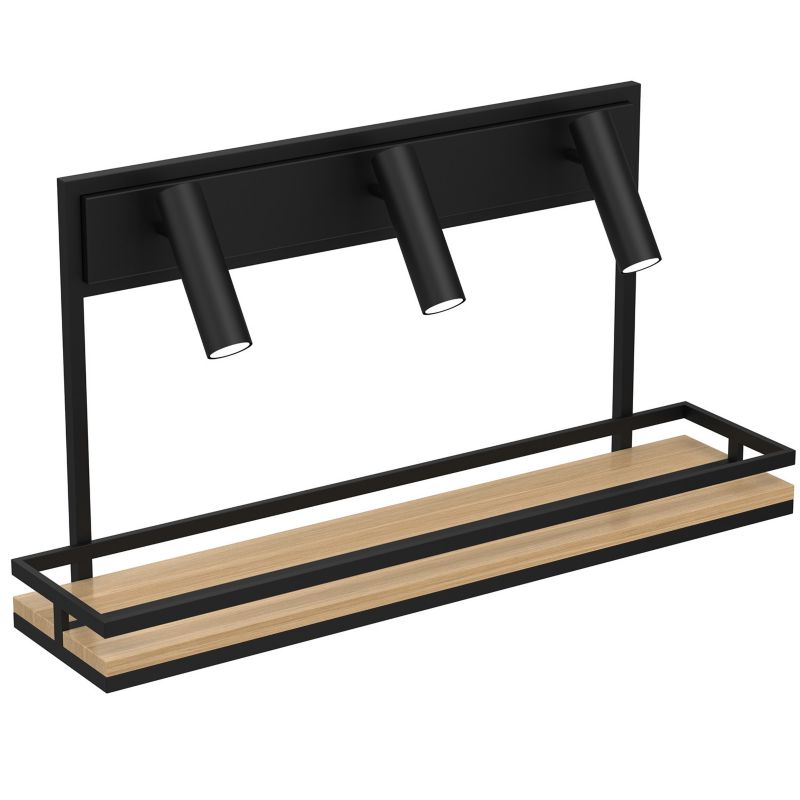 Kinkiet ścienny Luminex Shelf czarny mat-jasne drewno 3 x GU10 x 8W IP20 wym: 54 x 102 x 25 cm - 1 szt.