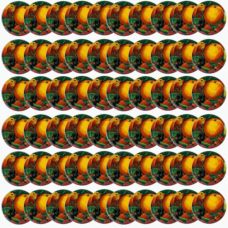 Pokrywki MODO24 wzór truskawka morela dekielki zakrętki nakrętki wieczka wieka 82mm 60 szt