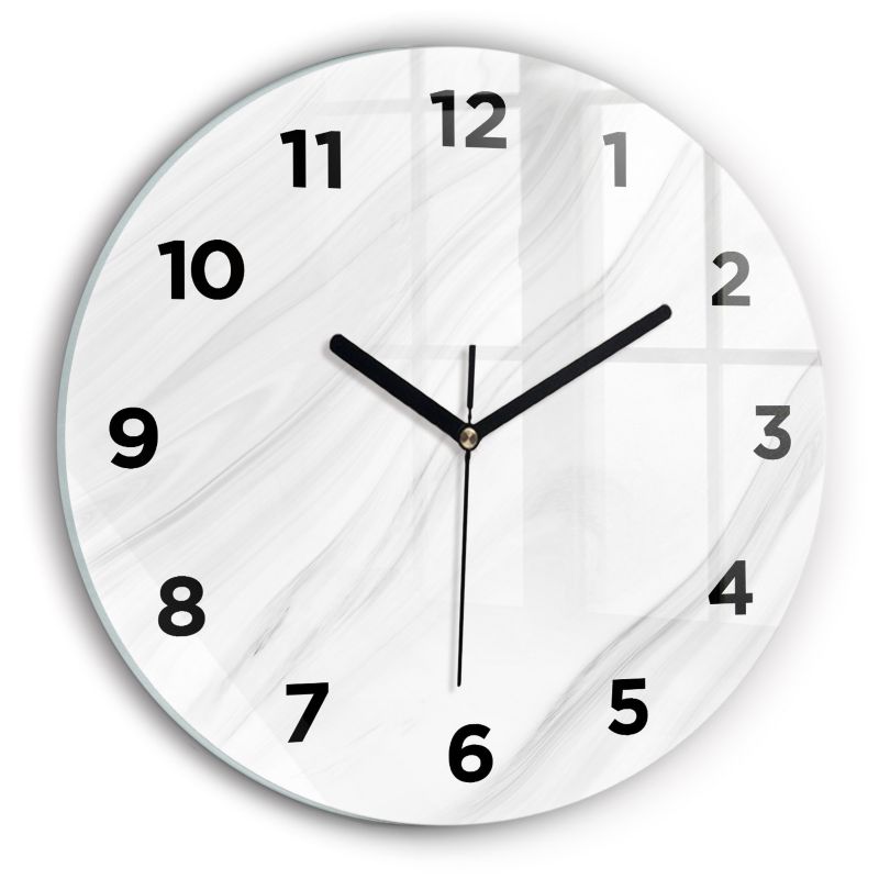 Zegar z czarnymi wskazówkami Wallfluent fi30 cm Dekoracyjny marmur 1 szt.