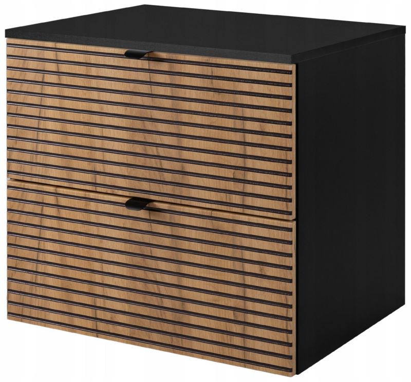 Szafka pod umywalkę Furnidea 60 cm z blatem czarna z frezowanym frontem 2 szuflady LOFT 1 szt.