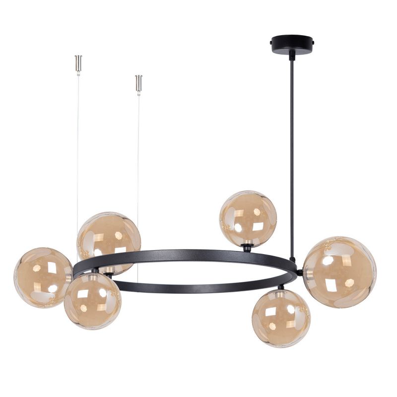 Żyrandol Sigma Lighting Bolero czarno-bursztynowy szklane kule 6 x G9 x 10W IP20 wym: 150 x 72 x 72 cm - 1 szt.