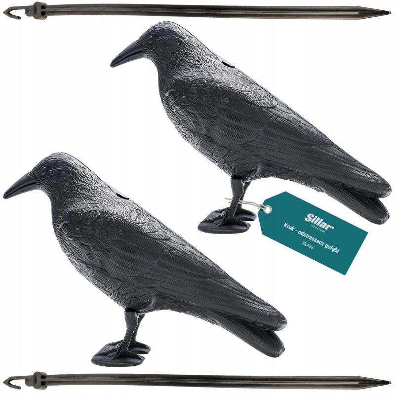 Odstraszacz ptaków, gołębi, Sillar, duży kruk, na balkon, działkę, plastikowy, 36x10x11cm, zestaw, 2szt