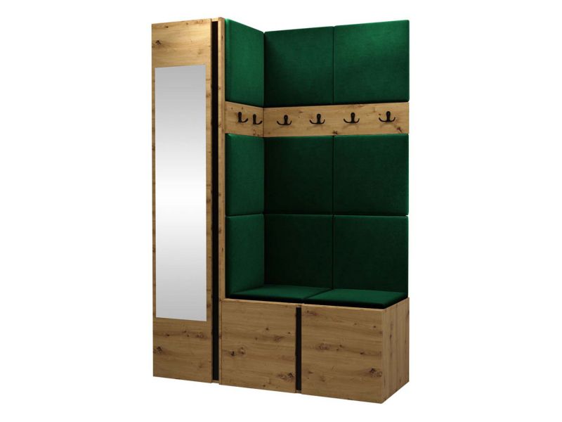 Garderoba MIRJAN 24 Orion X dąb artisan/czarny + butelkowa zieleń 1 kpl.