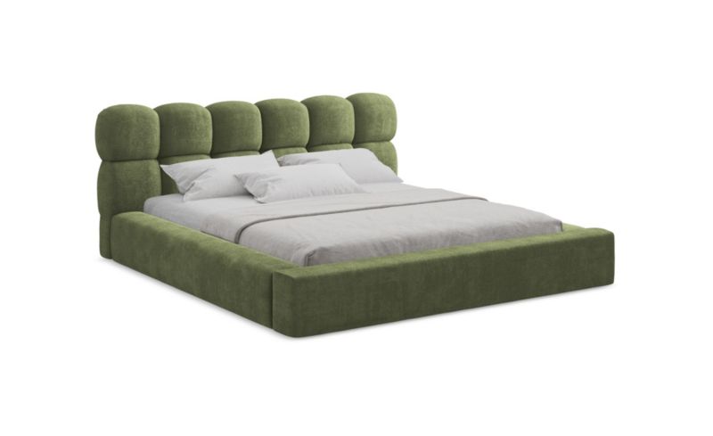 Tapicerowane łóżko z pojemnikiem LaMiaSofa Kahu Szynila 180x200 Zielony 1 szt.