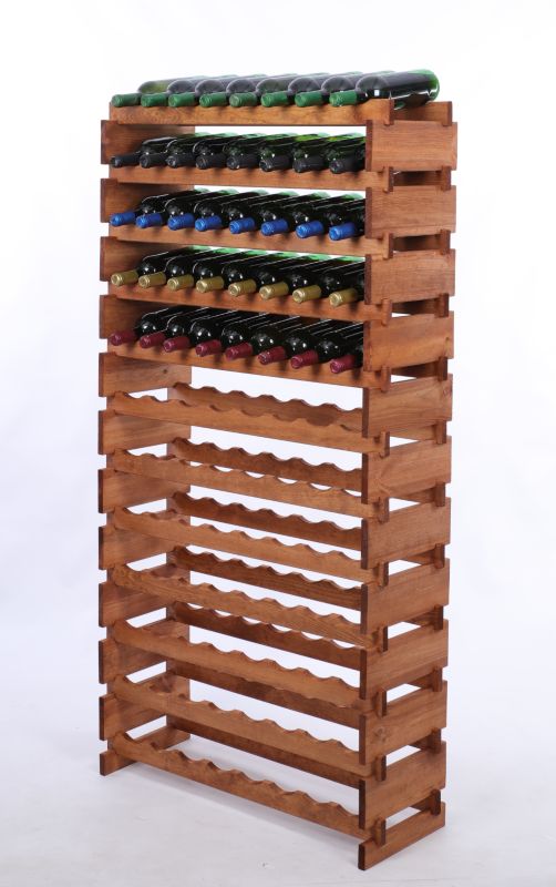 Stojak na wino MODO24 regał modułowy na butelki 12 leżni x 8 butelek montaż bez narzędzi impregnacja brązowa 1 szt.