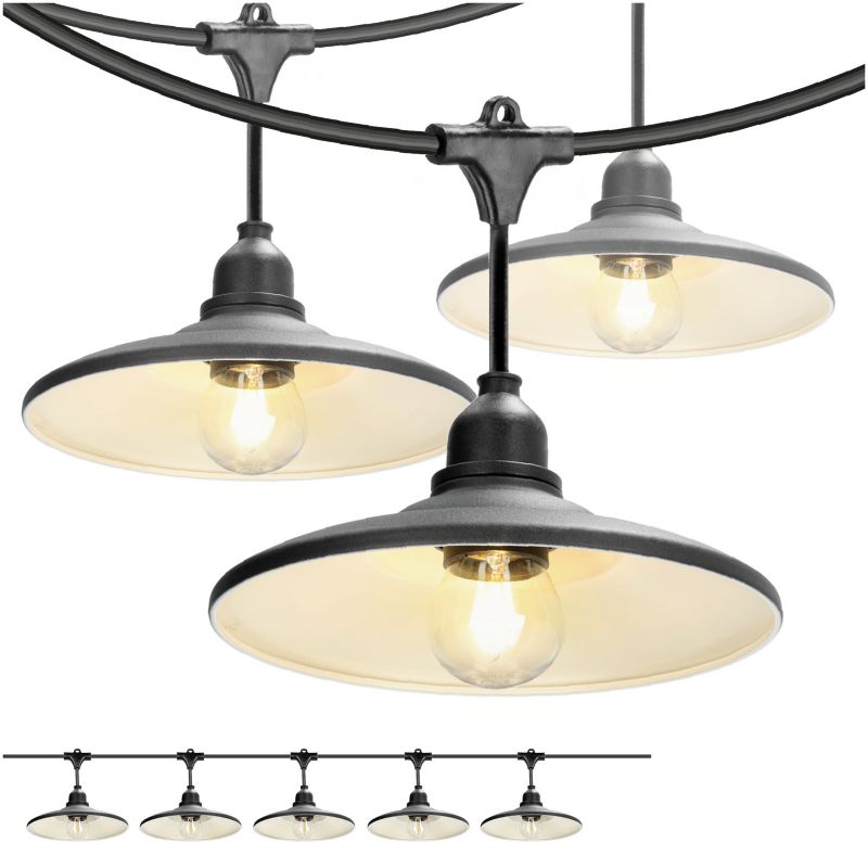 Girlanda świetlna 5m + żarówki LED Kobi + 5x klosz czarny 1kpl.