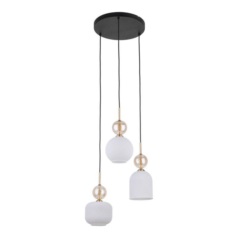 Lampa Wisząca Tk-Lighting Sophia Cognac white 3Xe14ryflowany klosz na kole - 1szt.