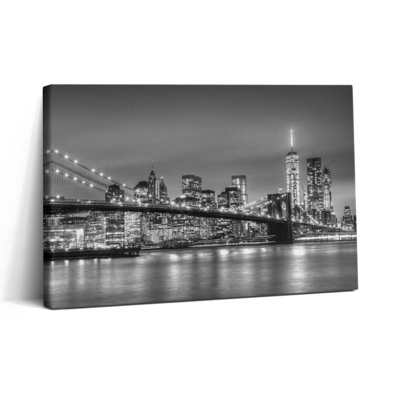 Obraz na płótnie Wallfluent 30x20 cm Nowy Jork Brooklyn Bridge nocą 1 szt.