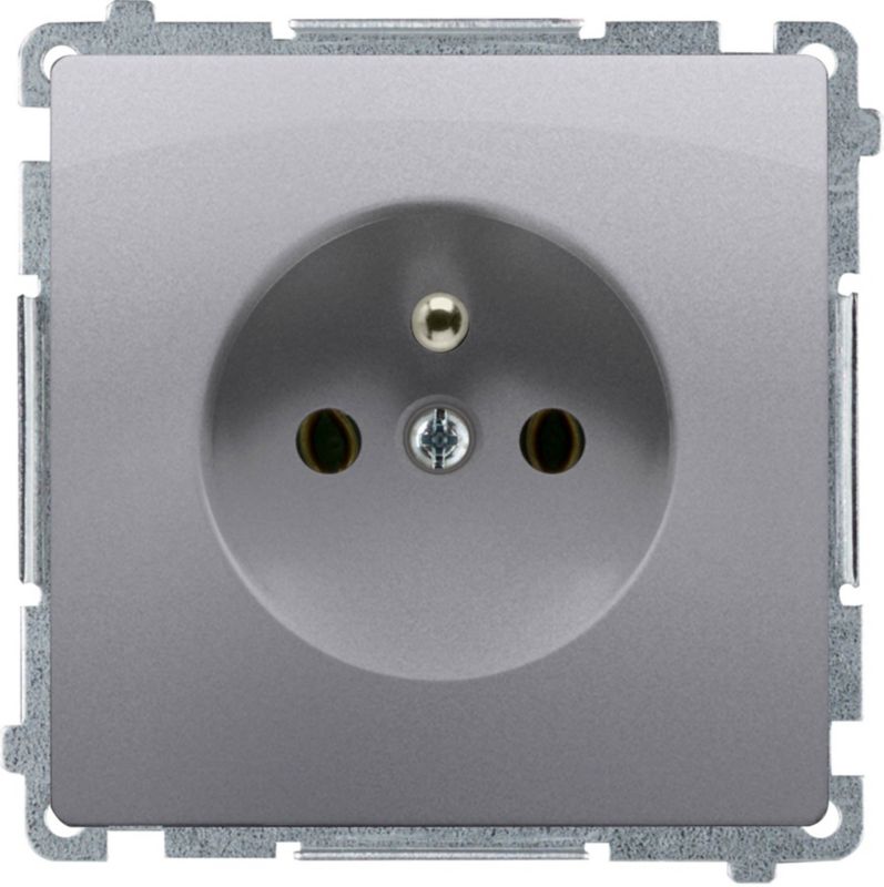 Gniazdo pojedyncze Kontakt-Simon Basic z uziemieniem inox