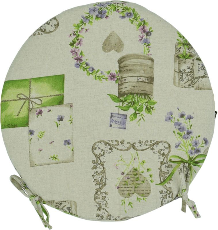 Poduszka na krzesło okrągłe poduszka okrągła AMPO beż zielony 1 szt.