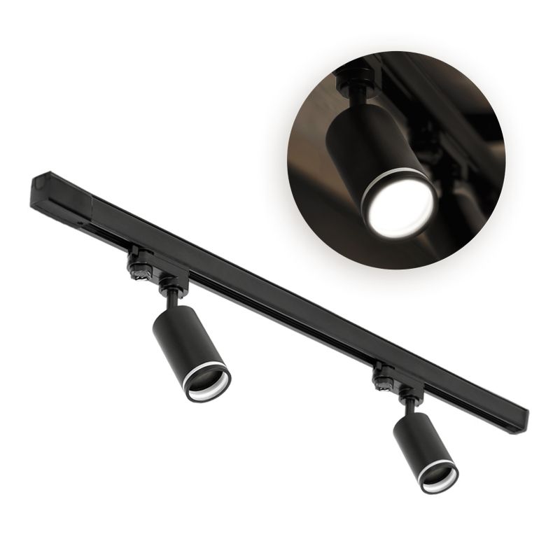 Oświetlenie szynowe 3 fazowe Kobi 1m + 2x oprawa GU10 czarne 1kpl.