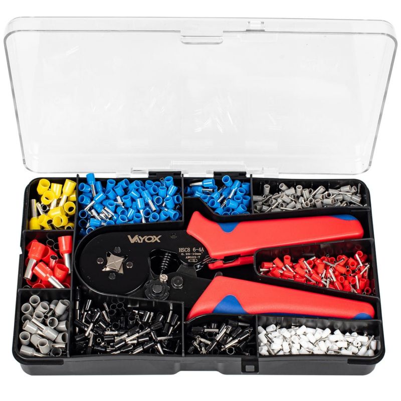 Zaciskarka z konektorów tulejkowych Vayox VA0256 + konektory 1200szt. 1 kpl.