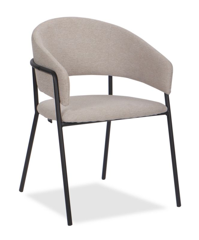 Krzesło tapicerowane New Home OVO beżowe szenilowe z podłokietnikami 1 szt.