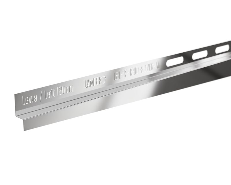 Listwa brodzikowa przyścienna spadkowa Lambro srebrny połysk 120 cm lewa 1 szt.