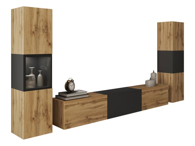 Meblościanka MIRJAN 24 Berlin III z oświetleniem LED wotan + czarny grafit 1 kpl.