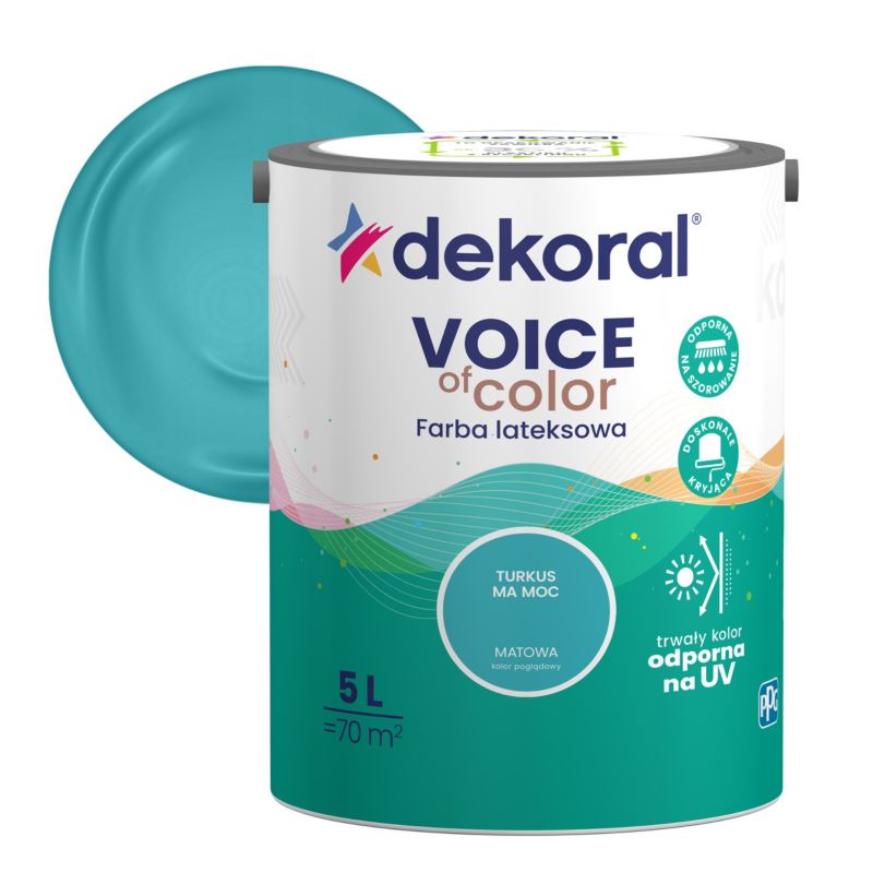 Farba kolorowa Dekoral Voice of Color turkus ma moc 5 l