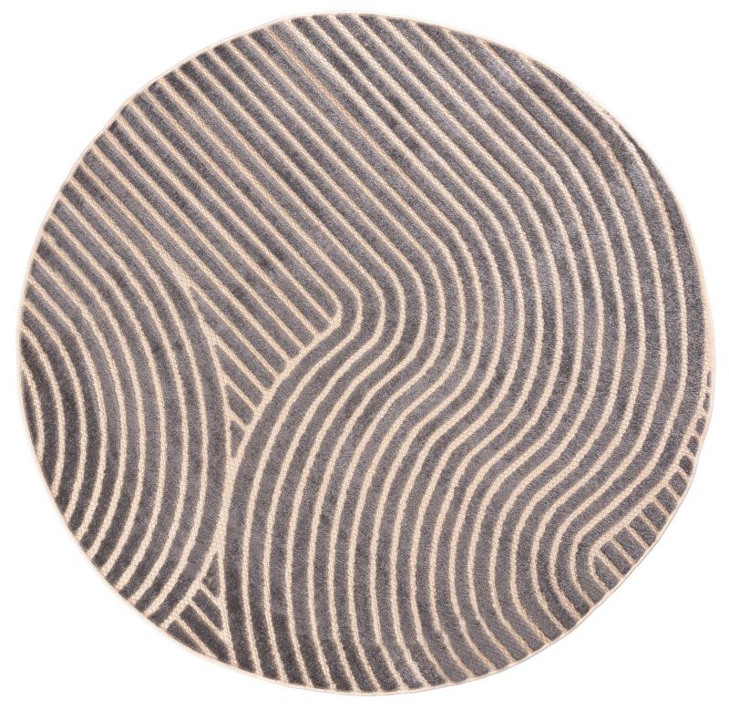 Dywan wewnętrzny/zewnętrzny Madison Koło NM74B koło Mazovia 240x 240 cm szary motyw geometryczny krótki włos 1 szt.