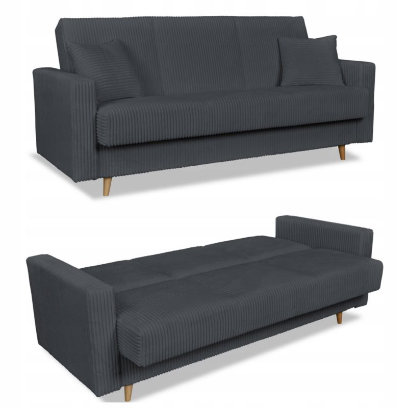 Wersalka kanapa do salonu z pojemnikiem rozkładana Family Meble Rene szara 1szt