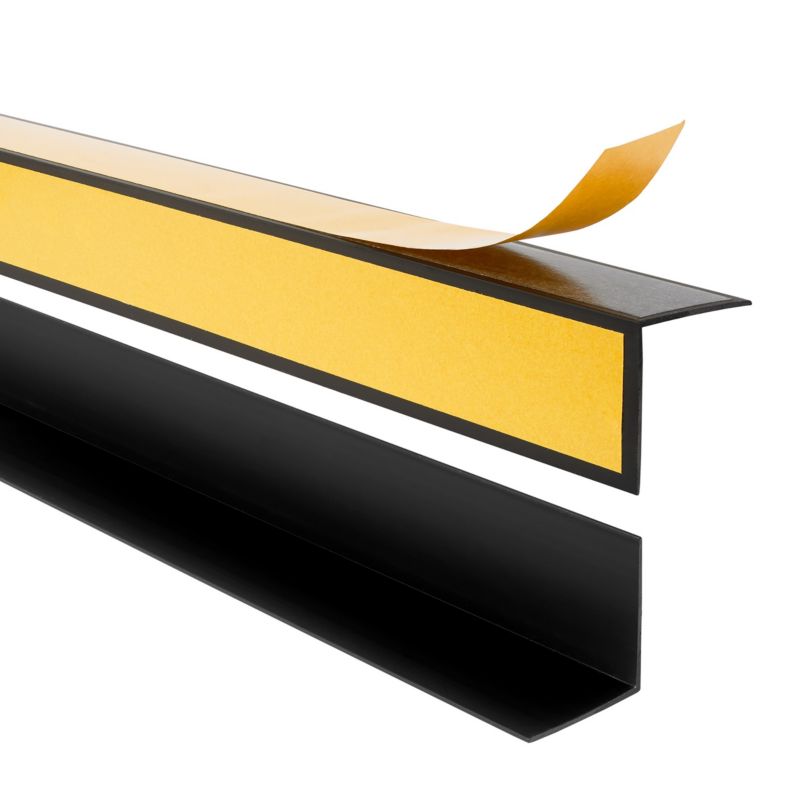 Kątownik twardy PCV 35x18mm, QUEST samoprzylepny, klejony po zewnętrznej stronie, ozdobny profil L kątowy, KTZ, czarny, 2m