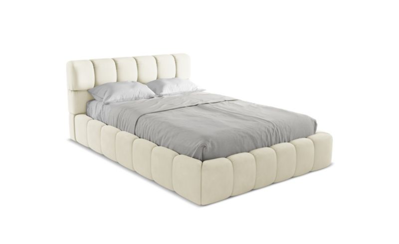 Łóżko LaMiaSofa Nalu z tkaniny szenilowej 140x200 beżowy 1 szt.