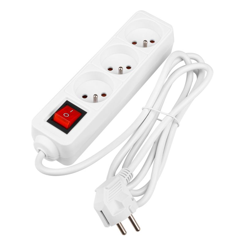 Przedłużacz listwa zasilająca MasterLED Silo 3 gniazda 1.5m włącznik uziemienie biały 1 szt.