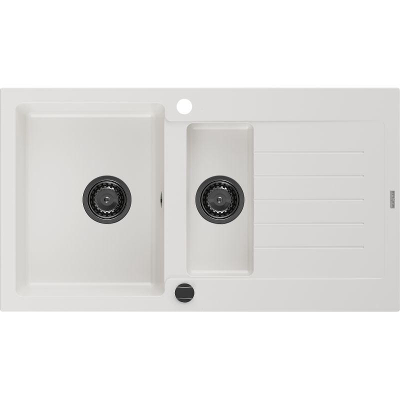 Zlewozmywak wpuszczany Mexen Matias 1,5-komorowy biały 900x505 mm 6502901505-20-B