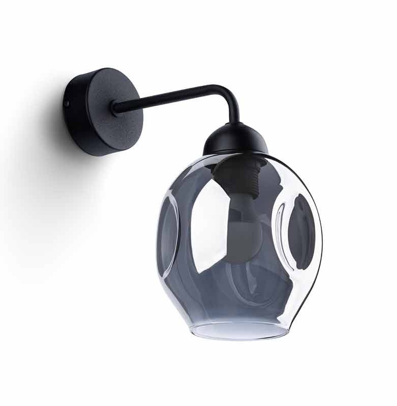 Kinkiet ścienny Sollux Lighting Fillan czarny-dymiony 1 x E27 x IP20 wym: 29 x 25 x 15 cm - 1 szt.