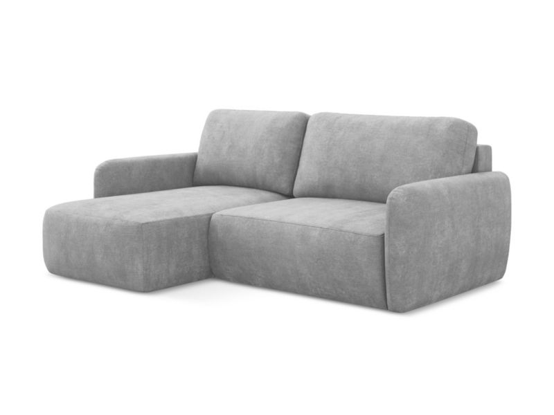 Narożnik lewostronny z funkcją spania LaMiaSofa CORLE z tkaniny szenilowej 207x148 cm jasny szary 1 szt.