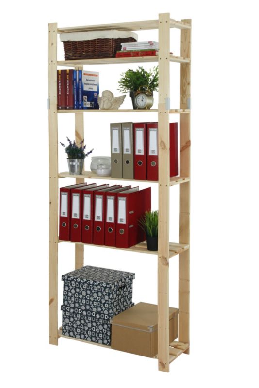 Regał drewniany MODO24 naturalne drewno wysoki 200 cm do książek i zabawek 1 szt.