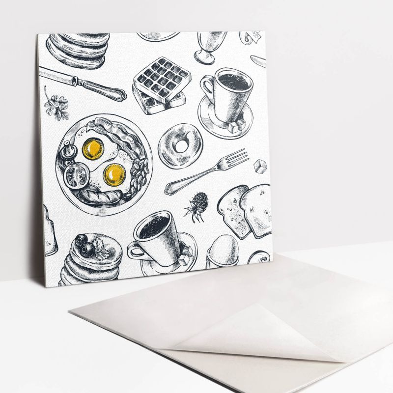 Kafelki samoprzylepne Tulup 30x30 cm Czarno białe śniadanie 9 szt.