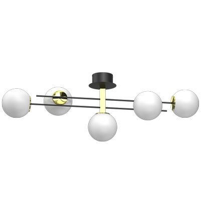 Lampa sufitowa wisząca Luminex Satelit czarny mat-złoty połysk-biała wym: 39 x 112 x 25 cm 5xE27 x 15W 1 szt.
