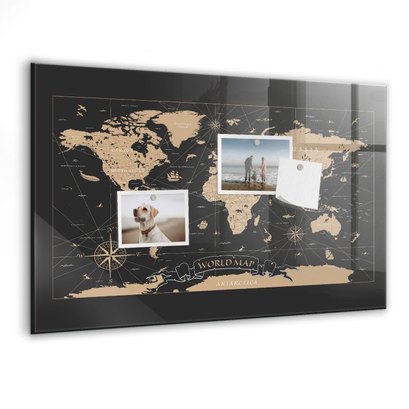 Foto tablica magnetyczna Wallfluent 60x40 cm Vintage mapa świata 1 szt.