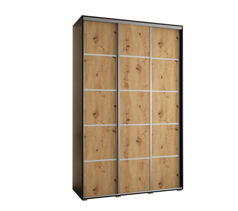 Szafa przesuwna Abiks DAVOS 4 wysoka szer.150cm gł.60cm czarny/artisan/srebrny 1szt.