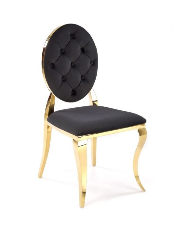 Krzesło Halmar tapicerowane K556 VELVET czarne/złote 1 szt