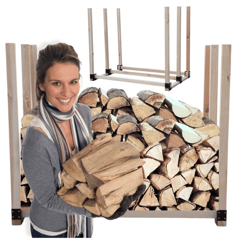 Drewniana drewutnia Stojak na drewno kominkowe MODO24 wiata wzmocniona 1,1 m3 1 szt.