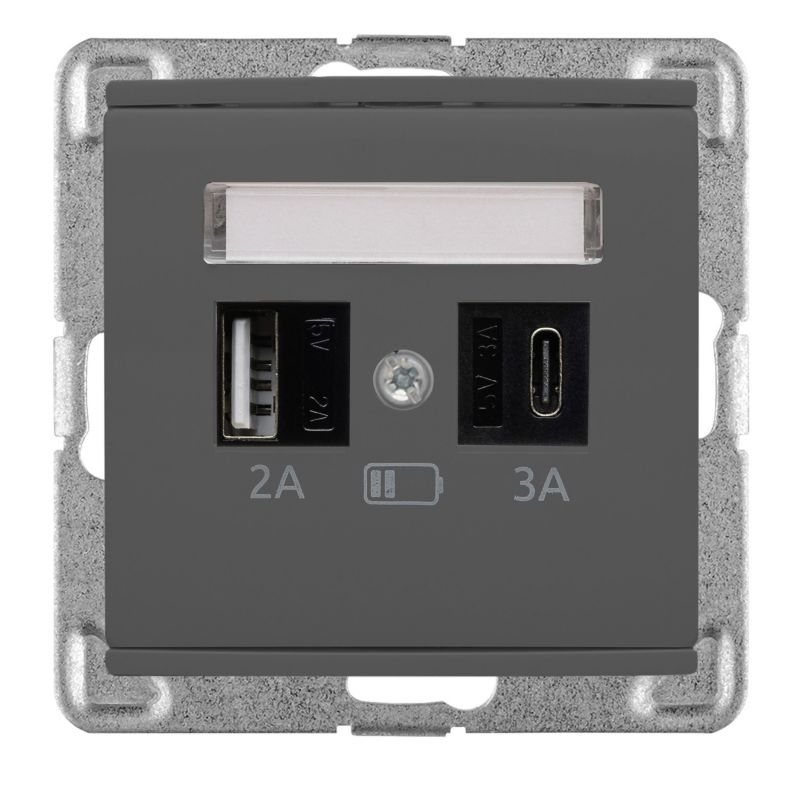 Gniazdo Polmark Verona bazalt USB A+C